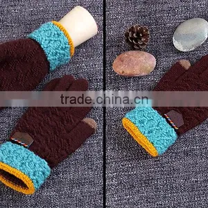 Hotsale Premium Woolen Yarn Knitted Contrast Color Touch Screen Gloves For Boys thumbnail-6