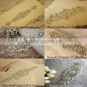 New Design Bridal Beaded Rhinestone Trimming Applique For Wedding Sash Crystal Bridal Applique For Wedding Dress thumbnail-4