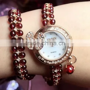 Hot Fashion Europe and America Cai Bao Jewelry 925 Silver Inlaid Natural Garnet Watch Bracelet Jewelry thumbnail-5