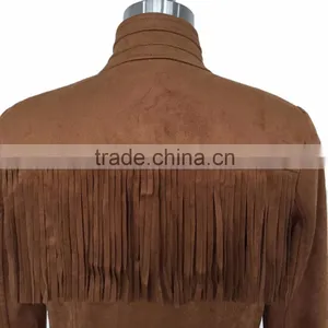 Fashion Women Motorcycle pu Jacket Brown thumbnail-4