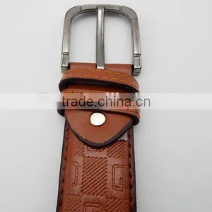 Brown Color Cheap Price PU Leather Belt for Men Cow Hide Factory Direct Eco-friendly Material thumbnail-2