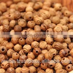Olive Wood Carved Round Beads thumbnail-3