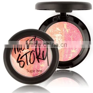 Sugar Box 2color/pcs Natural Face Blush Powder Blusher Palette Makeup With Mirror Brush Blush thumbnail-1