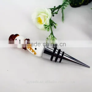 Snowman Theme Murano Glass Wine Bottle Stoppers for Christmas Gifts thumbnail-4