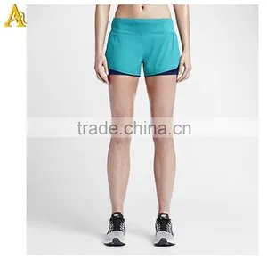 2016 Wholesale Women Sport Shorts Fitness Shorts Compression Mesh Two Layer Shorts thumbnail-1