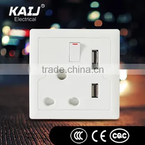 Wall Mounted Double Usb Port Single Gang Wall Electric Switch Socket thumbnail-1