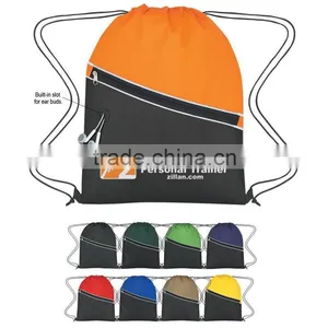 Promotional High Quality Colorful Nylon Drawstring Bag With Slot for Ear Buds thumbnail-1