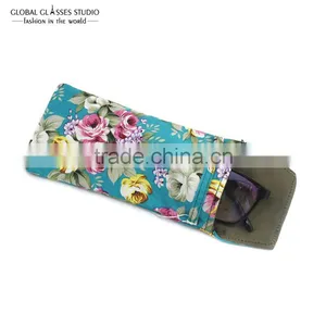 Fashion Soft Cloth Bag Sunglasses Glasses Pouches Blue Floral Pouch for Small Sunglass & Optical Frames BDH07X thumbnail-3