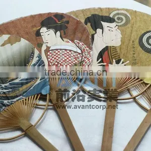 Long Handle Round Bamboo Handy Fan thumbnail-1