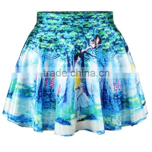 Latest New Design Mature Women In Skirts Alice in Wonderland Print Dress N13-16 thumbnail-1