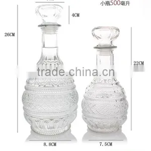 Embossed Europe Glass Vodka Bottle With Glass Lid thumbnail-3