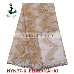 Haniye 2016 Wholesale Embroidered Tulle Lace Fabric for Wedding African French Net Lace Fabric/NYN77 thumbnail-5