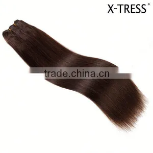 18inch 2# Newest Natural Black Silk Straight Indian Human Hair Double Layer Machine Made Weft Weaving thumbnail-1