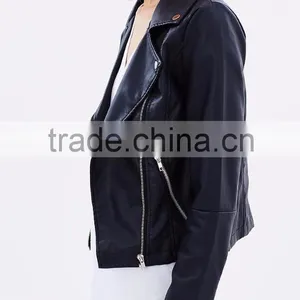 OEM Wholesale Hi-end Strechable Pu Custom Woman Fall Coat Jacket New Clothes thumbnail-3