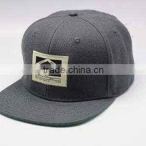 Buckle Back Grey Snap Back Hat With Woven Label Logo thumbnail-1