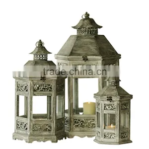 Decorative Wood Lantern European Style Antique Finish Set of 3 Indoor/outdoor thumbnail-2