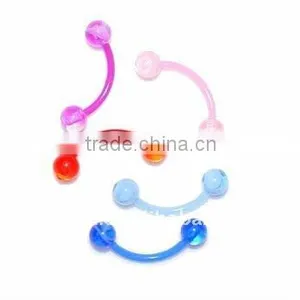 PTFE Flexible Eyebrow Ring With UV Ball Body Barbell Jewelry Piercing thumbnail-1