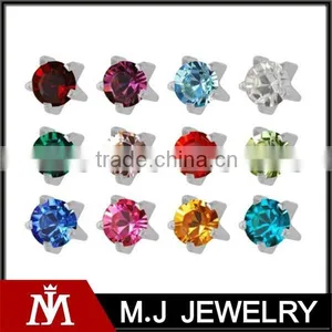 Stainless Steel Stud Earrings,claw Seting-birthtones4mm ,fashion Jewelry for Women thumbnail-1