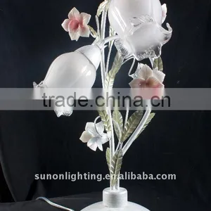 Natural Double Glass Shade Metal Art Table Lamp thumbnail-1