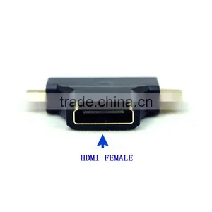 3 in 1 Micro HDMI Male & Mini HDMI Male to HDMI 1.4 Female 90 Degree COMBO Adapter HDMI Male Connector thumbnail-2