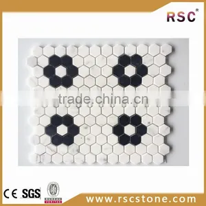 White Hexagon Marble Mosaic Tile thumbnail-2