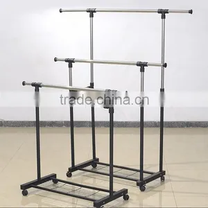 Vivinature Metal Double Pole Clothes Hanger Dryer With Wheels Drying Rack thumbnail-2