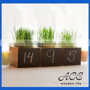 Little Wooden Planter Wooden Flower Holder Stand Pot With Blackboard thumbnail-1