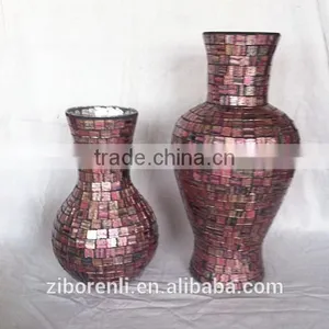 Color Mosaic Modern Flower Vase Tall Glass thumbnail-3