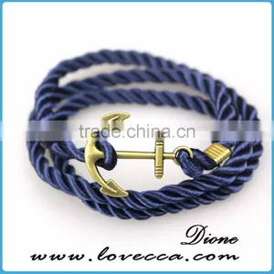 Custom Handmade Mens Genuine Braided Leather Stainless Steel Hook Anchor Bracelet thumbnail-1