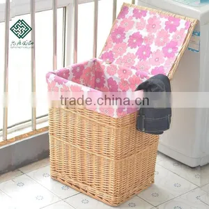 Homes and Garden Used Hand-Woven Willow Cotton Laundry Basket Liner thumbnail-1