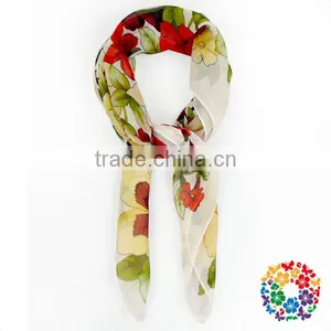 Spring Stylish Fashion Chiffon Scarf Cheap Flower Print Lady Scarf thumbnail-1