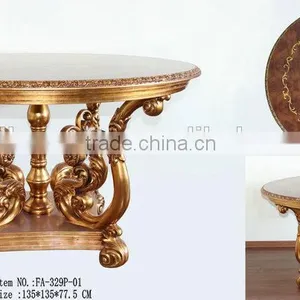 Living Room Traditional Round Shape Glass Top Center Table Design thumbnail-4