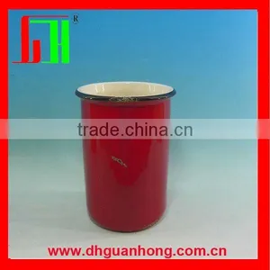 Red Round Enamel Flower Pot thumbnail-1