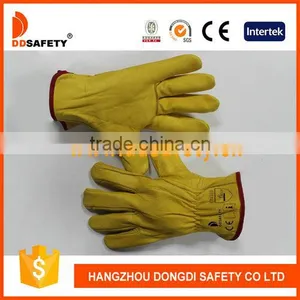 DDSAFETY Auto Luva De Couro Leather Glove Driver Yellow Cow Grain Leather Glove Driver Gloves Without Lining thumbnail-1
