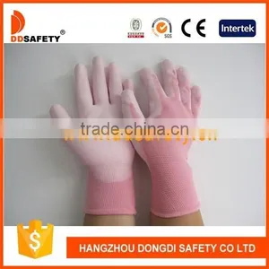 DDSAFETY Pink Nylon With White Pu Gloves thumbnail-1