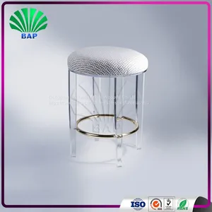 Modern Acrylic Bar Stool Changing Room Clear Plexiglass Stool Dressing Table Stool thumbnail-2