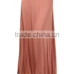 95% RAYON 5% SPANDEX LOOSE FIT SWING SHIFT MAXI PLAIN JERSEY SKIRTS SOLID FULL LENGTH SKIRT WITH BANDED WAIST thumbnail-2