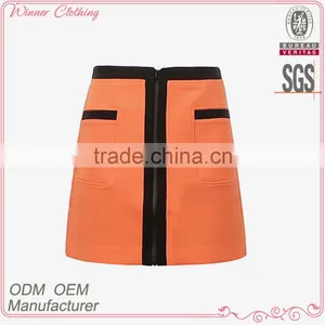 Latest Design Front Zipper Design A-line Office Uniform Skirts 2015 High Quality Ladies Short Skirt thumbnail-1
