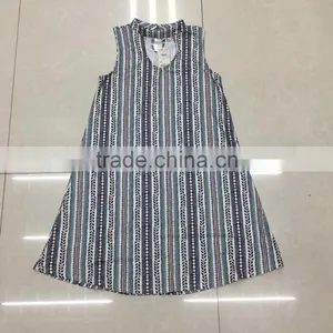 Women Fashion Sleeveless Stripe Full Print Flare Dress thumbnail-1