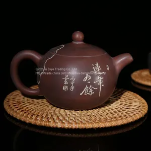 Nixing Pottery Fishes Play With Lotuses Teapot Family Use Tea Pot Chinese Pure Handmade Ceramic Teapot thumbnail-2