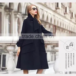 100% Hand Made Classical Black Winter Women Coat thumbnail-1