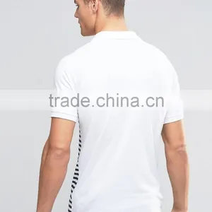 MGOO Customzied Black And White Stripe Polo Shirts Short Sleeves Muscle Shirts In Rib thumbnail-3