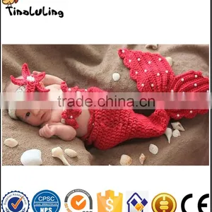 2017 Hot Selling Handmade Newborn Baby Crochet Mermaid Costumes Outfit Photo Props Costumes thumbnail-1