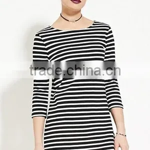 Classic Stripes Straight 7 Minutes of Sleeve Dress thumbnail-2