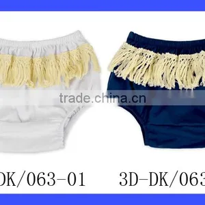 Unisex Summer Kids Plain Navy 100% Cotton Decorative Fringe Free Panties Newborn Baby Toddle Girls Shorts Bloomer thumbnail-6