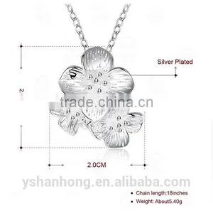 Fashion 925 Silver Flower Pendant Necklace thumbnail-4