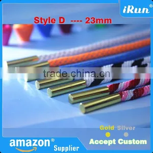 Gold/Silver 23mm Shoelaces Laces Cylindrical Aglets For Mids & Lows Trainers - Metal Aglets Shoe Laces Tips Replacement thumbnail-5
