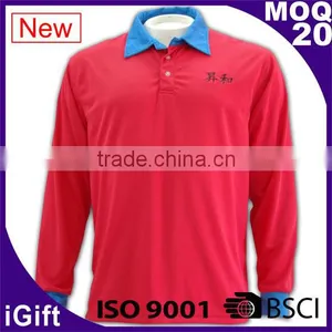 Wholesale Contrast Color Long Sleeve Polo thumbnail-1