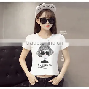 Joker Lady T-shirt Female Students the New Summer 2017 Han Edition Women's Short Sleeve T-shirt Letter Brief Paragraph Smock thumbnail-3