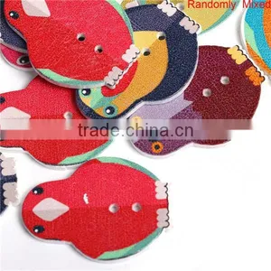 Wood Sewing Buttons Scrapbooking 2 Holes Bird Animal At Random thumbnail-1